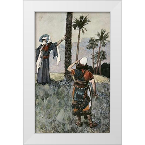 Deborah Beneath The Palm Tree White Modern Wood Framed Art Print by Tissot, James
