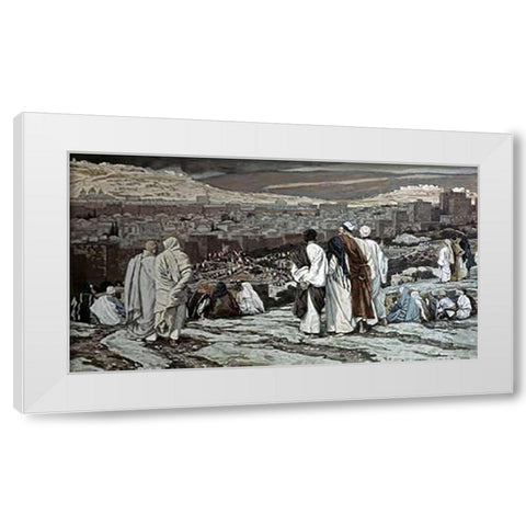 Disciples Watch From Afar White Modern Wood Framed Art Print by Tissot, James