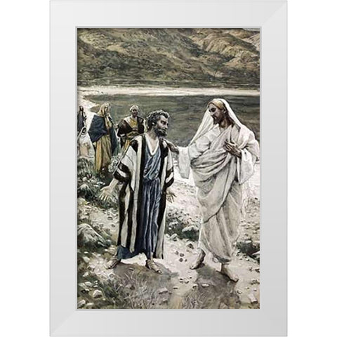 Feed My Lambs White Modern Wood Framed Art Print by Tissot, James