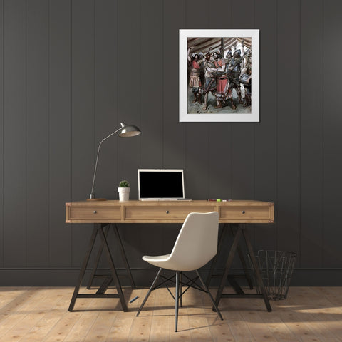 Friendship of Jonathan and David White Modern Wood Framed Art Print by Tissot, James