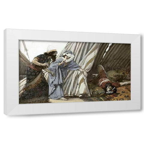 Jael Shows To Barak, Sisera Lying Dead White Modern Wood Framed Art Print by Tissot, James