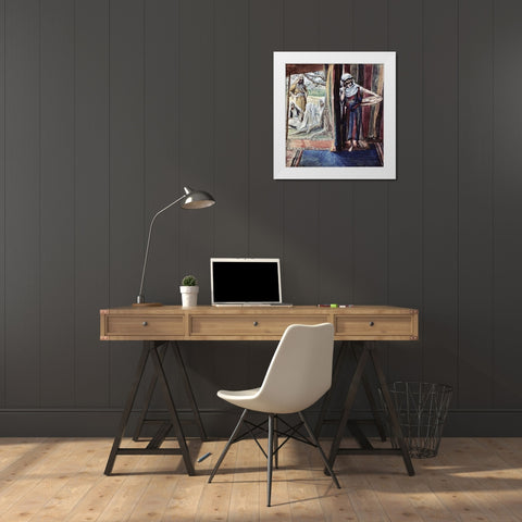 Sarah Hears and Laughs White Modern Wood Framed Art Print by Tissot, James