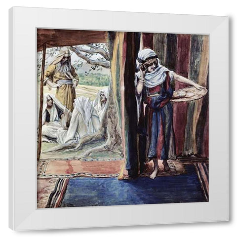 Sarah Hears and Laughs White Modern Wood Framed Art Print by Tissot, James