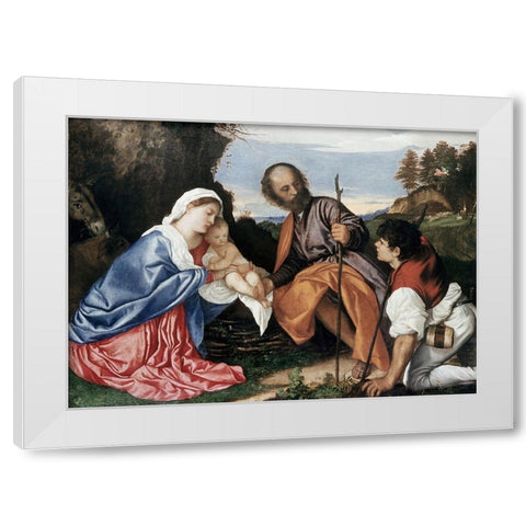 Holy Family White Modern Wood Framed Art Print by Titian