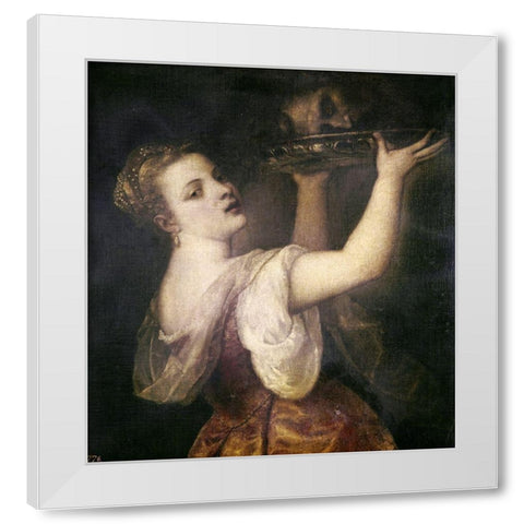 Salome With The Head of John The Baptist White Modern Wood Framed Art Print by Titian