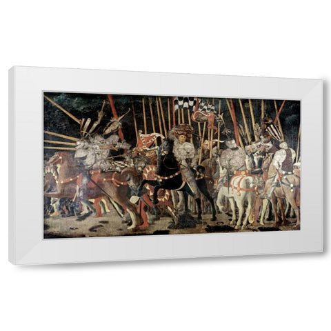 Battle of San Romano: The Counter Attack of Michelotto Da Contignola White Modern Wood Framed Art Print by Uccello, Paolo