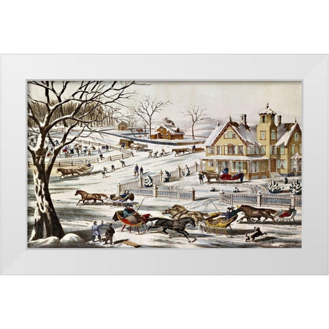 A Home In The Country White Modern Wood Framed Art Print by Unknown
