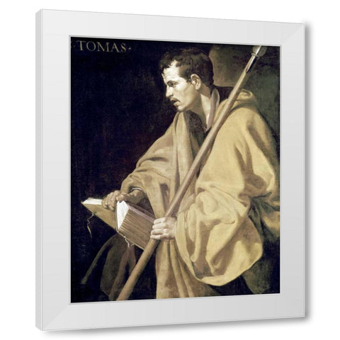 Saint Thomas White Modern Wood Framed Art Print by Velazquez, Diego