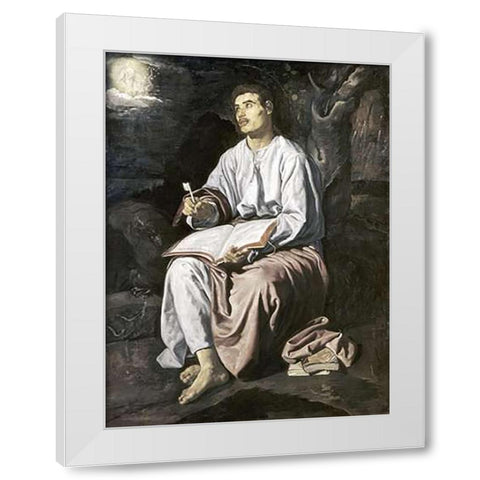 St. John On The Island of Patmos White Modern Wood Framed Art Print by Velazquez, Diego