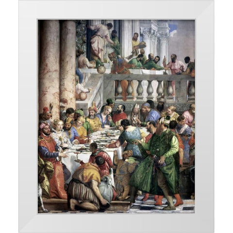 Marriage at Cana - Detail White Modern Wood Framed Art Print by Veronese, Paolo