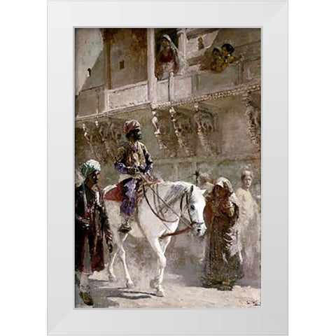 Triumphal Procession White Modern Wood Framed Art Print by Weeks, Edwin Lord