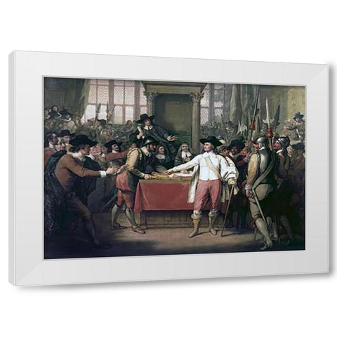 Cromwell Dissolving The Long Parliament White Modern Wood Framed Art Print by West, Benjamin