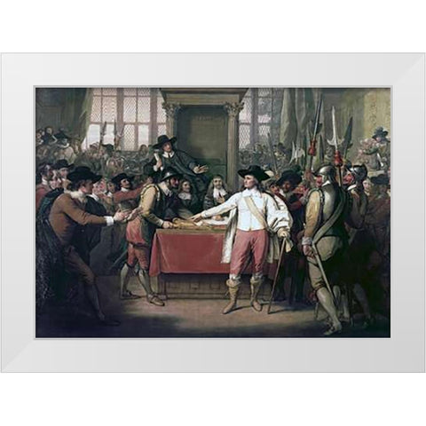 Cromwell Dissolving The Long Parliament White Modern Wood Framed Art Print by West, Benjamin