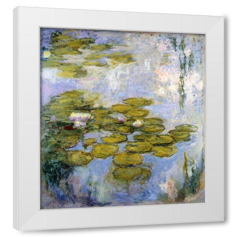 Nympheas - Water Lilies White Modern Wood Framed Art Print by Monet, Claude