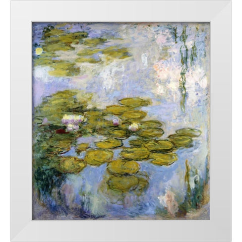 Nympheas - Water Lilies White Modern Wood Framed Art Print by Monet, Claude