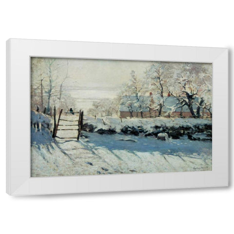 The Magpie White Modern Wood Framed Art Print by Monet, Claude