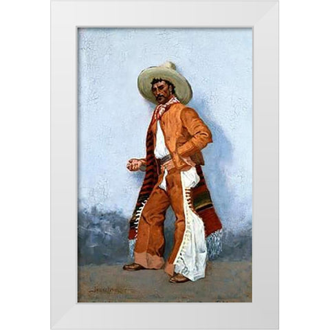 A Vaquero White Modern Wood Framed Art Print by Remington, Frederic