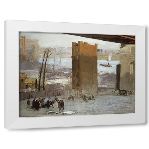 The Lone Tenement White Modern Wood Framed Art Print by Bellows, George