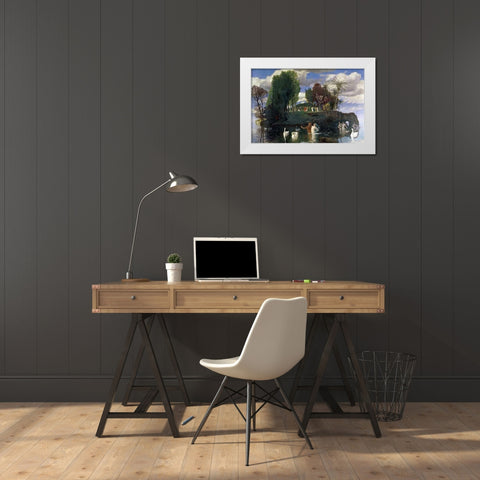 The Island of Life White Modern Wood Framed Art Print by Bocklin, Arnold