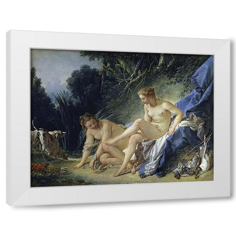 Diana Leaving the Bath White Modern Wood Framed Art Print by Boucher, Francois