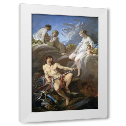 Venus Requesting Arms for Aeneas From Vulcan White Modern Wood Framed Art Print by Boucher, Francois