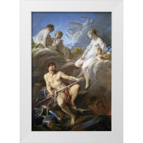 Venus Requesting Arms for Aeneas From Vulcan White Modern Wood Framed Art Print by Boucher, Francois