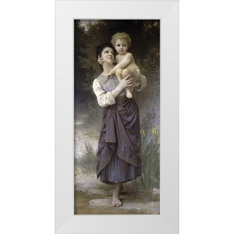 Brother and Sister White Modern Wood Framed Art Print by Bouguereau, William-Adolphe