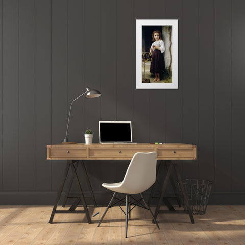 Child with a Ball of Wool White Modern Wood Framed Art Print by Bouguereau, William-Adolphe