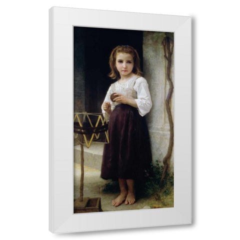 Child with a Ball of Wool White Modern Wood Framed Art Print by Bouguereau, William-Adolphe