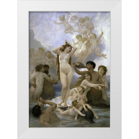 The Birth of Venus White Modern Wood Framed Art Print by Bouguereau, William-Adolphe