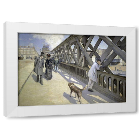 The Bridge of Europe White Modern Wood Framed Art Print by Caillebotte, Gustave