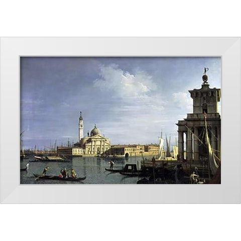 The Island of San Giorgio Maggiore, Venice White Modern Wood Framed Art Print by Canaletto