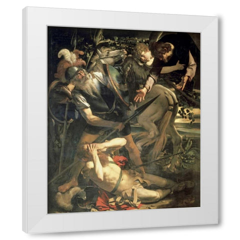 Conversion of St. Paul White Modern Wood Framed Art Print by Caravaggio