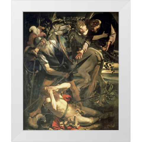 Conversion of St. Paul White Modern Wood Framed Art Print by Caravaggio