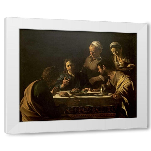 Supper at Emmaus White Modern Wood Framed Art Print by Caravaggio