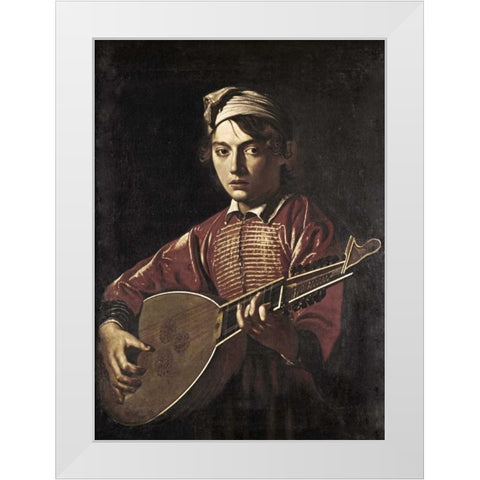 The Lute Player White Modern Wood Framed Art Print by Caravaggio