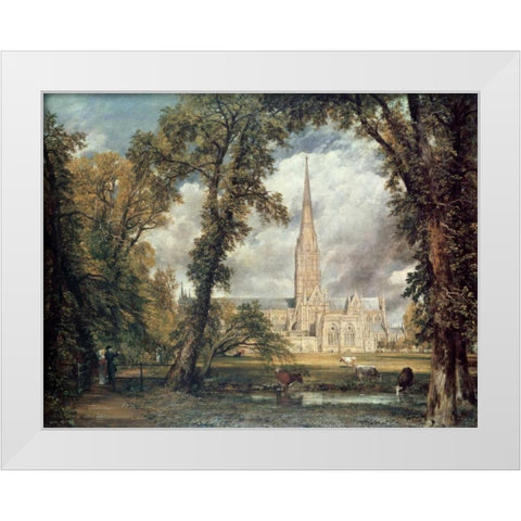 Salisbury Cathedral White Modern Wood Framed Art Print by Constable, John