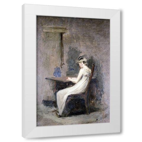 Woman Reading White Modern Wood Framed Art Print by Eakins, Thomas