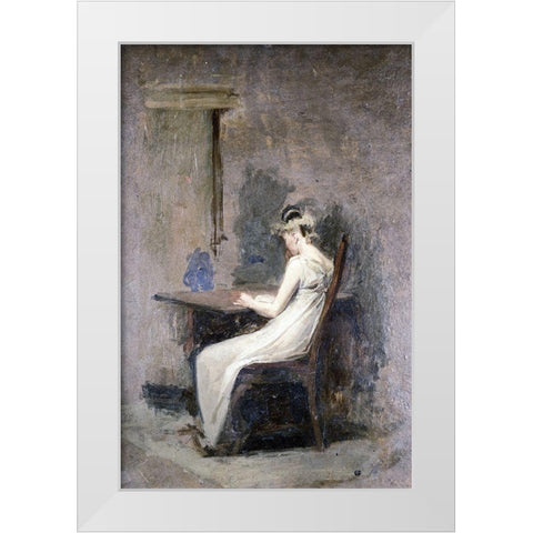 Woman Reading White Modern Wood Framed Art Print by Eakins, Thomas