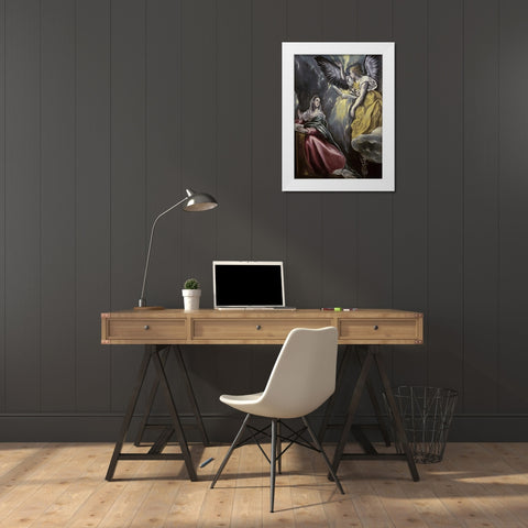 The Annunciation White Modern Wood Framed Art Print by El Greco