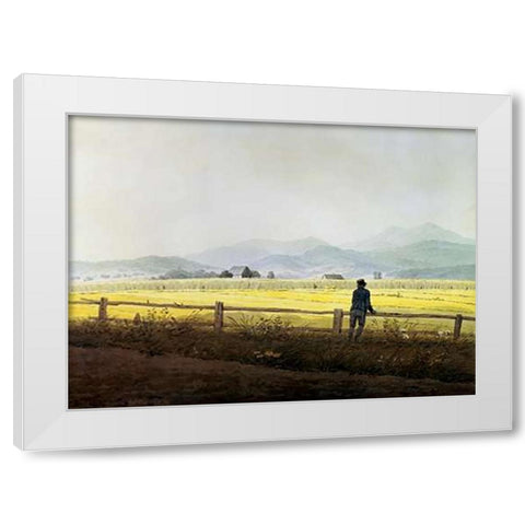 Landscape White Modern Wood Framed Art Print by Friedrich, Caspar David