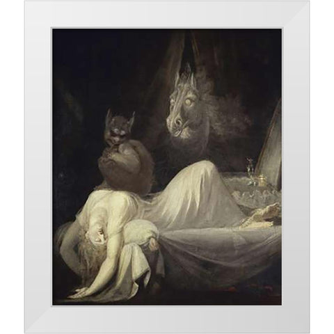 The Nightmare (The Incubus) White Modern Wood Framed Art Print by Fuseli, Henry