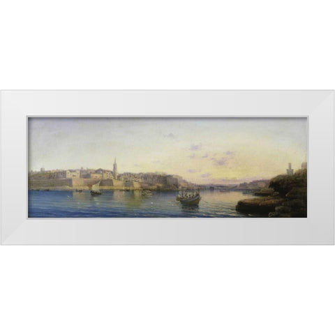 Valetta Harbour, Malta; and Medina, Malta White Modern Wood Framed Art Print by Galea, Luigi