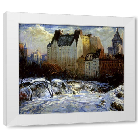 A View of the Plaza from Central Park White Modern Wood Framed Art Print by Goodwin, Arthur Clifton