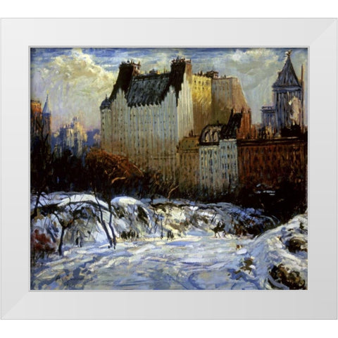 A View of the Plaza from Central Park White Modern Wood Framed Art Print by Goodwin, Arthur Clifton