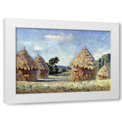 Les Meules White Modern Wood Framed Art Print by Guillaumin, Armand