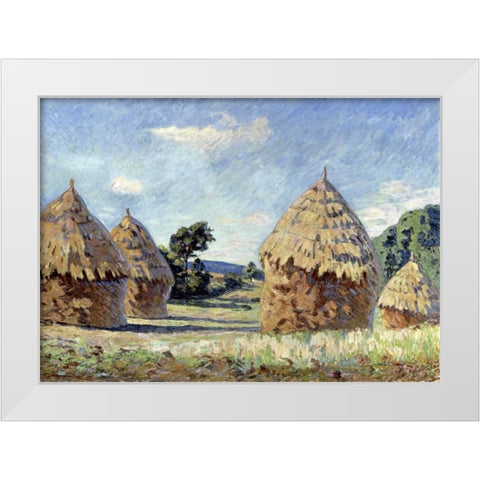 Les Meules White Modern Wood Framed Art Print by Guillaumin, Armand