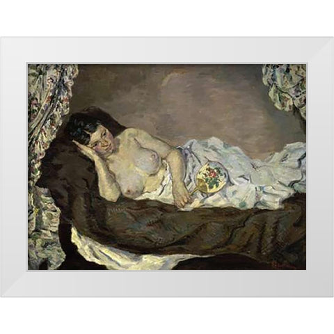 Reclining Nude White Modern Wood Framed Art Print by Guillaumin, Armand