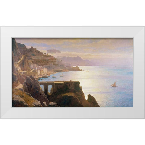 Amalfi Coast S.L.L. White Modern Wood Framed Art Print by Haseltine, William Stanley