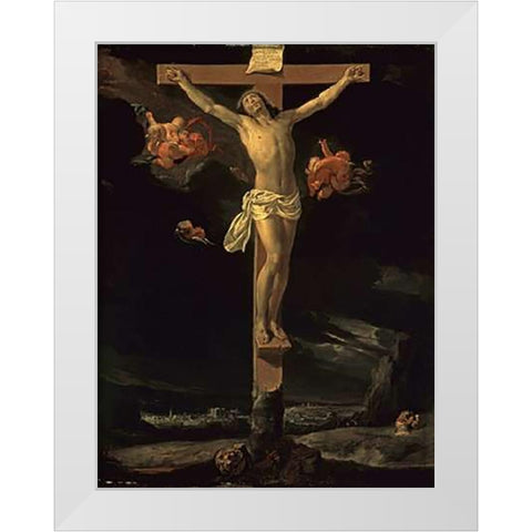 The Crucifixion White Modern Wood Framed Art Print by Le Brun, Charles